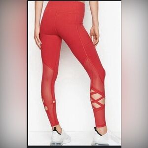 Victoria's Secret Red Leggings with Cutout Mesh  L